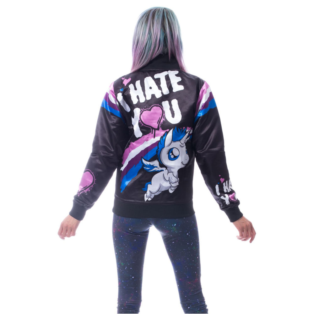 Cupcake Cult IMMORTAL LOVE LACE PANEL VEST LADIES BLACK Unicorn Rainbow Hair Dames trui met capuchon
